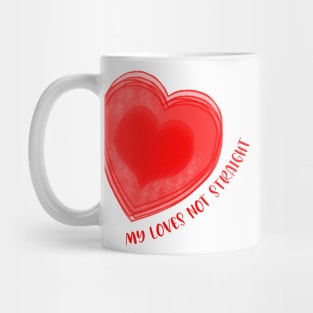 My Loves Not Straight Big Red Heart Mug